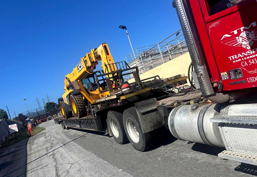 Machinery on flatbed